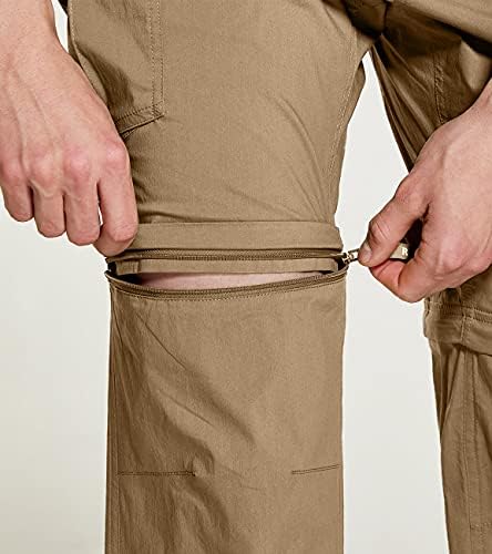 CQR Машки конвертибилни карго панталони, панталони за пешачење отпорни на вода, поштенски светла за истегнување на лесен простор UPF