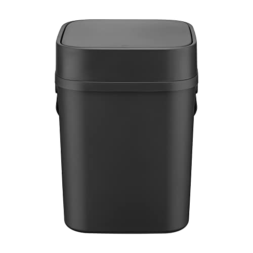Мала за отпадоци од бања Наварис - 3,2 галон ѓубре за отпадоци со капак - Притиснете го врвот со рачка за бањи, кујна, спална