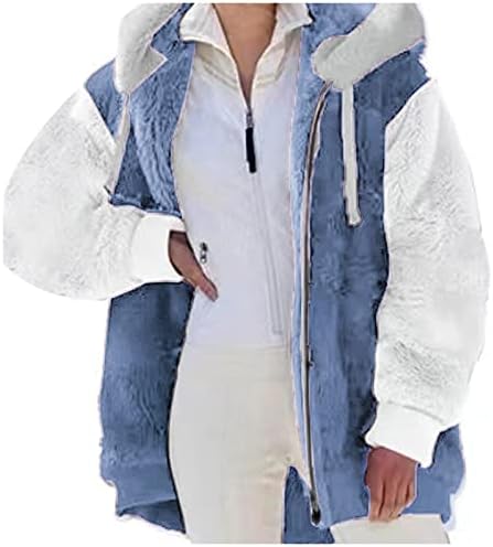 Зимски палта за жени, обична плус големина руно јакна лабава топла на отворено шерпа наредена густа палто за надворешна облека поштеди нагоре