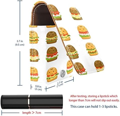 Симпатична Насмеани Хамбургери Кармин Торба Со Огледало За Жени Шминка Чанта Деверуша Подарок