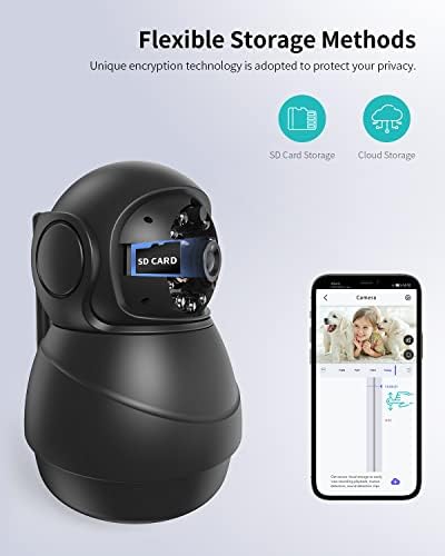 WiFi камера за домашен надзор, монитор за бебиња со следење на движење, камера за миленичиња со телефонска апликација 2 начин Audo/Night