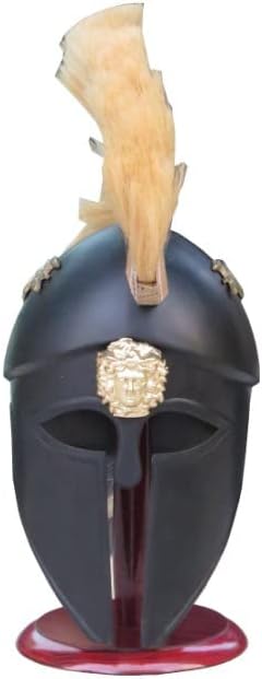 17 Век Класичен Кралски Римски грчки Коринтски Шлем Шлем За Носење Со Прекрасен Кафеав Пердув