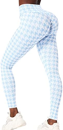 Агрост Тик Ток хеланки за жени плен со високи тренинзи со високи половини, карирани печатени јога панталони
