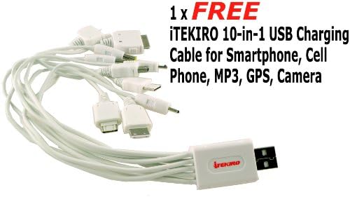 Itekiro AC Wall DC Car Battery Chit Chit Chat for Fujifilm Finepix XP10 + Itekiro 10-во-1 USB кабел за полнење