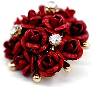 Craftisum 20 парчиња црвен метал роза букет со копчиња за палто за шиење -шиење -20мм -13/16 “