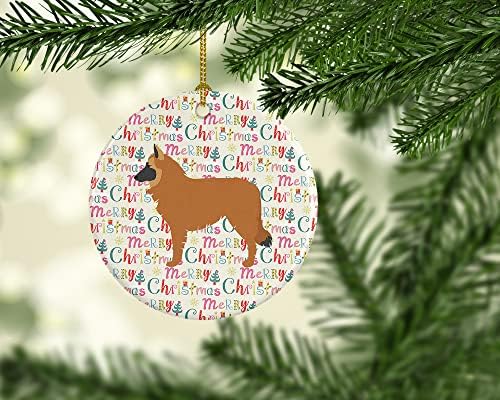 Богатства на Каролина WDK1908CO1 Белгиски овчар Среќен Божиќ керамички украс, повеќебојни, украси за новогодишни елки, виси