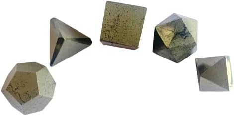 Crystalmiracle Golden Pyrite 5 компјутер платонски цврста геометрија сет кристално заздравување Reiki feng shui подарок psyhic