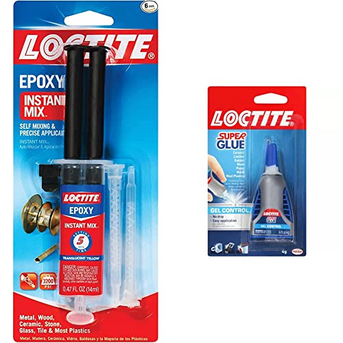 Локтит Епоксид пет минути инстант мешавина од 0,47 -флуид шприц, HC1060027 & LOCTITE SUPER лепак гел контрола, чиста супергла, цијаноакрилат
