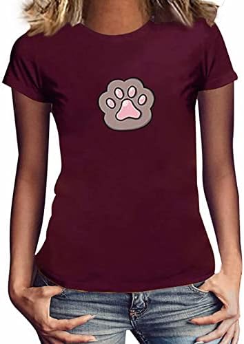 Graphенски смешно кучиња шепа графичка маица лето лето -обичен кратки ракави со тркалезни маички за вратот на вратот на врвот