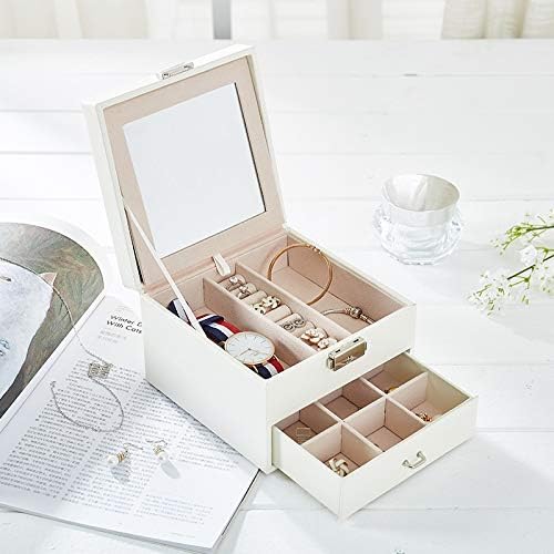 MJCSNH Pu Кожна Кутија За Накит Кутија За Складирање Обетки Едноставни Двојни Прстени Кутија За Накит На Големо Креативна