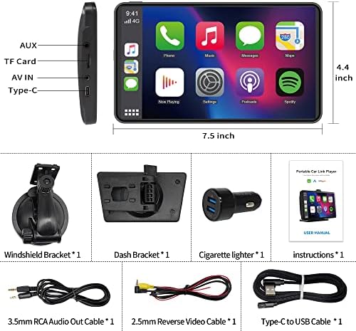Безжичен Carplay Екран &засилувач; Android Авто Автомобил Радио Преносни IPS Екран На Допир Мултимедијален Плеер За Apple Carplay Дисплеј