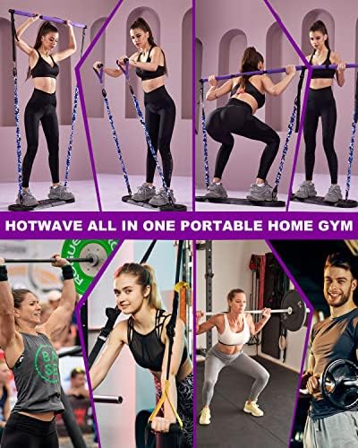 Hotwave Ultimate Portable Home Gym со 16 додатоци за фитнес, 20 во 1 табла за притискање, ленти за отпор со тркало со ролери, опрема