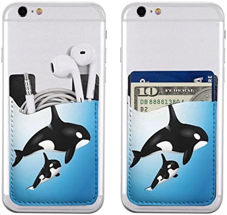 Држач за картички за мобилни телефони со кит, кожен мобилен телефон за паста за паричник, држач за еластична картичка на задниот дел на држачот