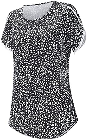 Маици со долг ракав за жени памучни женски врвови на обична чипка со кратки ракави со кратки ракави лето лабава блуза