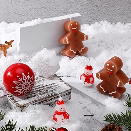 12 парчиња Свеќи Од Снегулки Джинджифилово Човек Свеќа Зимска Winterетска Свеќа Божиќна Топка Свеќи Подароци Свеќи Со Симпатична Форма Божиќни