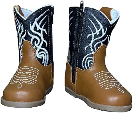 Кинг САД Тексас вистинска кожа западни чизми - момчиња за новороденчиња Девојки Каубојски каубојски патент чизми со гумени стапала