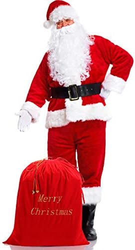Големи Кеси Дедо Мраз Вреќи 36 х 30 Инчи Големи Среќен Божиќ Дедо Мраз Подарок Ранец Еднократно И Велур Ткаенина Со Златно Ѕвонче