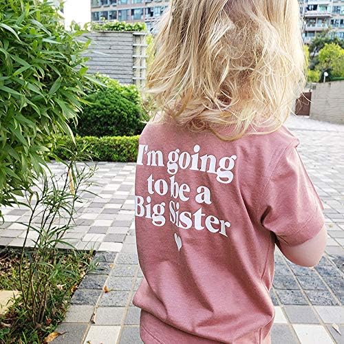 Дете мали девојчиња ќе бидат голема сестра памучна облека за маица кратки ракави тајно писмо розово врвови на облека, облека