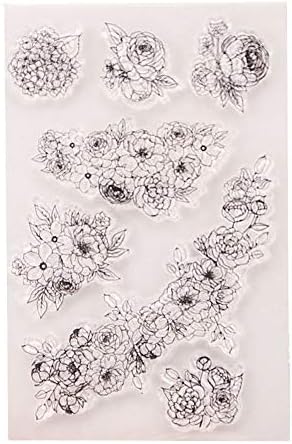 DIY убави цвеќиња остава цветна марка гума чиста печат/заптивка за заптивки Декоративни картички што прават јасни марки-A1510