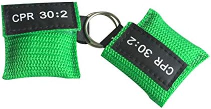 10 парчиња CPR CPR Shield Shield First Aid CPR комплет CPR 30: 2 со зелена торбичка за клучеви