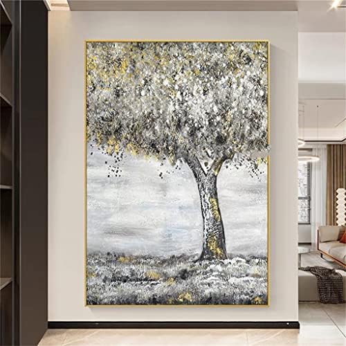 Yxbdn злато фолија сива рака насликана модерна апстрактно платно масло за сликање дневна соба декор