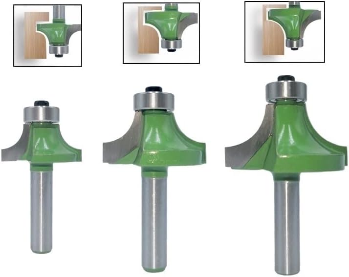Jrenbox рутер битови 3 парчиња 8мм агол околу рутерот бит со лежиште 1/2 3/4 1 секач за мелење за дрво од дрво од дрво од дрво