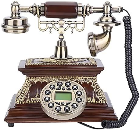 Десктоп Телефон Винтиџ Телефонски кабел Телефон Антички слушал за бирање со влезен повик Екран за редакција на еден копчиња за