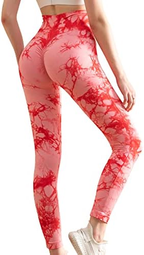 Јога панталони за јога Визподекс за жени непречено врзување на топчиња за бојадисување праска задник со високи половини за вежбање