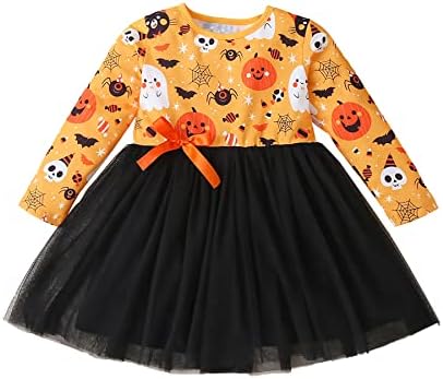 Мојата 1-та Ноќта на вештерките девојки облеки за деца со долг ракав Туту фустан Мали девојчиња од тиква од тиква сундеса 1-6y