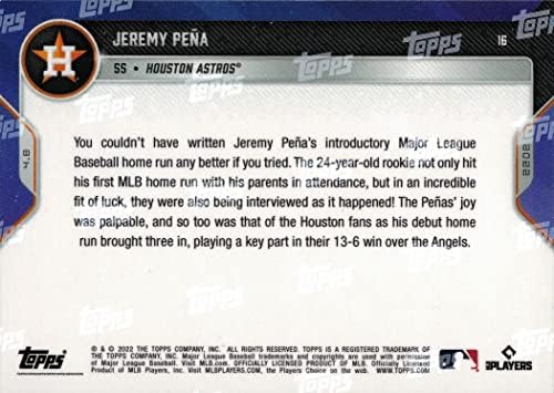 2022 Топс сега бејзбол 16 ereереми Пена Дебитантска картичка - хитови 1 -ви кариера дома за време на интервјуто на родителите