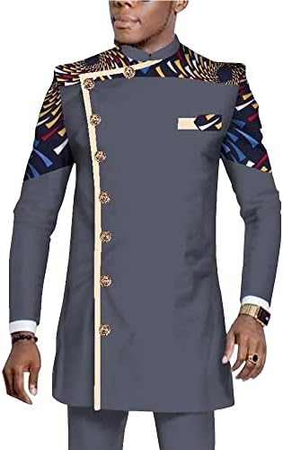 Африканска облека за мажи Дашики облека со долги ракави кошула и панталони плус големина 2 парчиња поставени африкански мажи облека