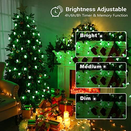 Brizled C9 RGB Божиќни светла, 33ft 50 LED боја на божиќни светла на отворено, конективна светлина за Ноќта на вештерките со далечинска, затемнета