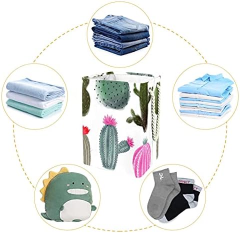 Кактус симпатична алишта за перење со рачки голема корпа за склопување за корпа за складирање, детска соба, домашен организатор, складирање