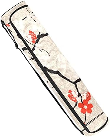 Јапонски чадор цреша јога торбички торби со целосна зип торба за жени за жени, вежбање јога мат носач со прилагодлива лента