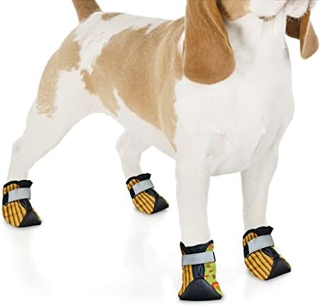 Чизми за кучиња DDFS и заштитници на шепа за лижење ， кучиња чизми за заштитник на шепа со рефлексивни ленти Денот на благодарноста кучиња