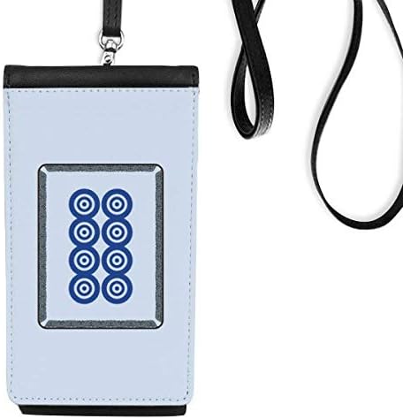 Махјонг круг точки 8 плочки модели телефонски паричник чанта што виси мобилна торбичка црн џеб