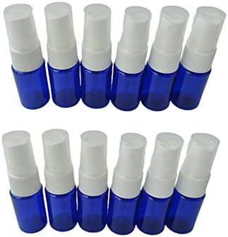 12 парчиња 10мл преносно пластично чисто празно шише за полнење со капаче, сино патување со сина магла за шишиња со спреј за контејнери за