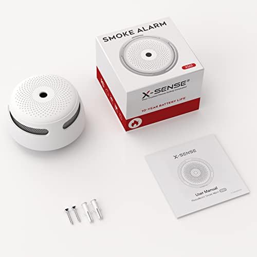 Детектор за чад X-Sense Mini, 10-годишен аларм за фотоелектричен чад од батерија со LED индикатор и копче за тишина, XS01