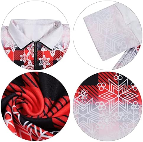 Бегалски Божиќни карирани џемпери за жени Божиќ поштеди лап -туничен врвен Божиќ со долги ракави за џемпери