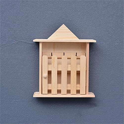 Дубао wallидна декорација Дрвена кутија за складирање на домови, нордиски стил, мала куќа wallид што виси решетката