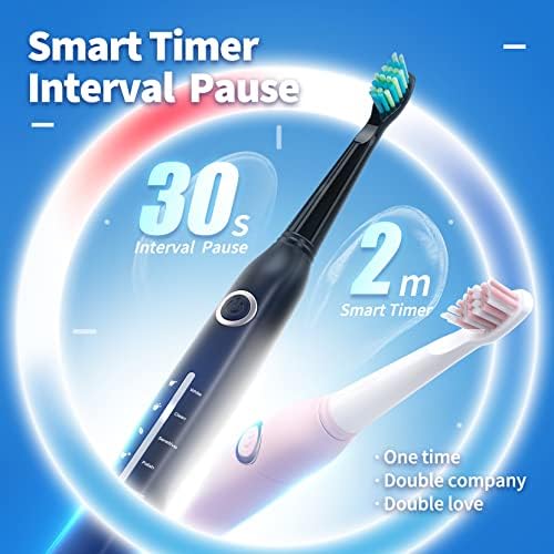 Електрична четка за заби заби, 8 четки за четки Sonic електрична четка за заби со 40000 VPM длабоки чисти 5 режими, четки за заби што
