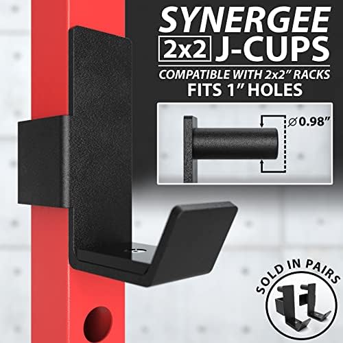Synergee J-Hooks за лавици за моќ и сквотови. Ј-Купите достапни во 2x2, 2x3 и 3x3. J-куки за кревање моќ, сквотови и преси. Продадени во