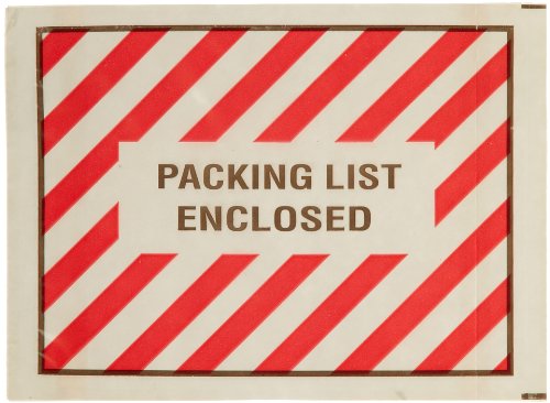 Црвени шарени странични оптоварувања на списокот за пакување Документи за коверти печатени со список за пакување затворен, 4 1/2 x