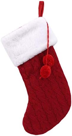 Гуошанг Прекрасни Висечки Божиќни Чорапи Ткаат Дизајн Украси За Новогодишна Елка Торба За Подароци За Бонбони Домашен Декор, Црвена