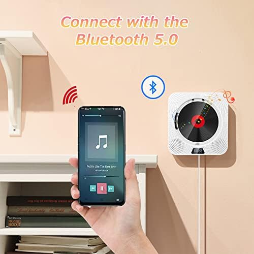 Bluetooth Wall Mountable Bluetooth: CD плеер за дома со LCD Display Далечински управувач - Вграден HIFI звучници FM радио, поддршка на ЦД/MP3/USB/TF/AUX