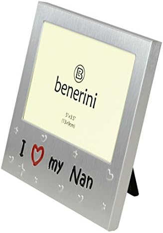 Бенерини „Го сакам мојот Нан“ - Подарок за рамка за слики - 5 x 3,5 - Подарок за сребрена боја од алуминиум за неа