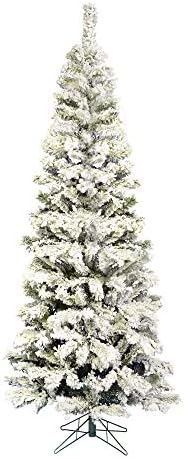 Викерман 4,5 'се собра вештачко новогодишно дрво на Пацифик молив, вештачка елка, нелитно - снег покриено фаукс дрво - сезонски украсен дом за