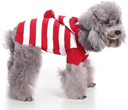Симпатична црвена лента Божиќен џемпер за мали кучиња мачки зимски топол џемпер училишен стил дуксерии маички облеки облека xs xs