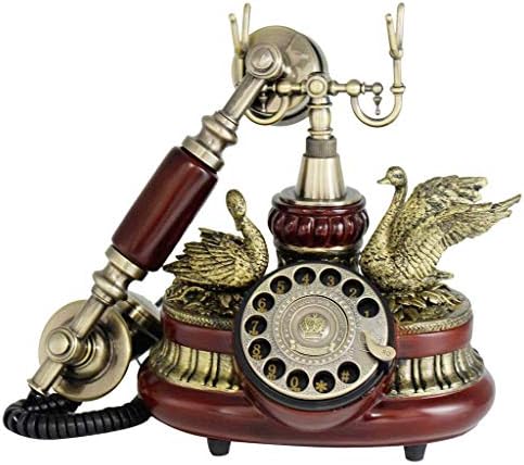 QDID Европски стил Гроздобер Телефонски ротирачки телефон Телефонски античко дрво и наспроти телефонска фиксна линија на смола