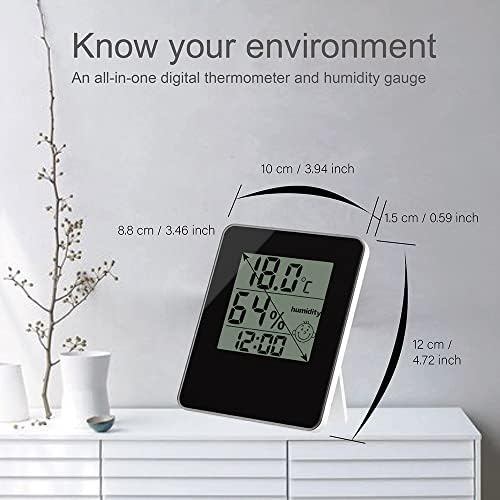 Часовник на Genigw Desk со температурна влажност во затворен простор за внатрешна просторија Дигитален термометар хигрометар мерач на електронска